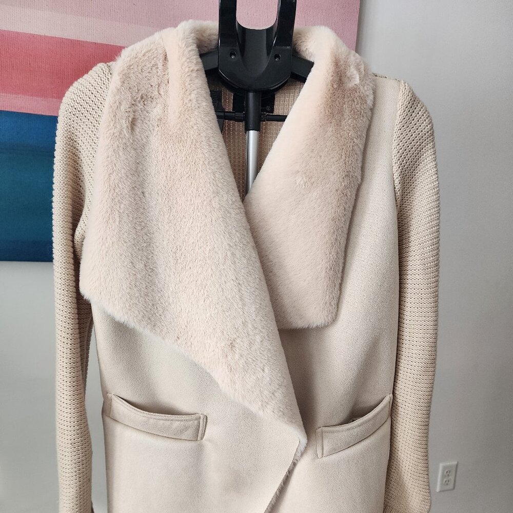 Cozy fur and knit jacket